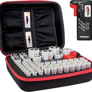 NWT Tenergy Battery Organizer Storage Case with Battery Tester